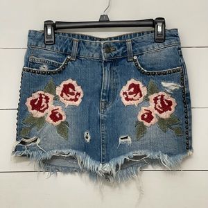 Free People embroidered flower skirt
